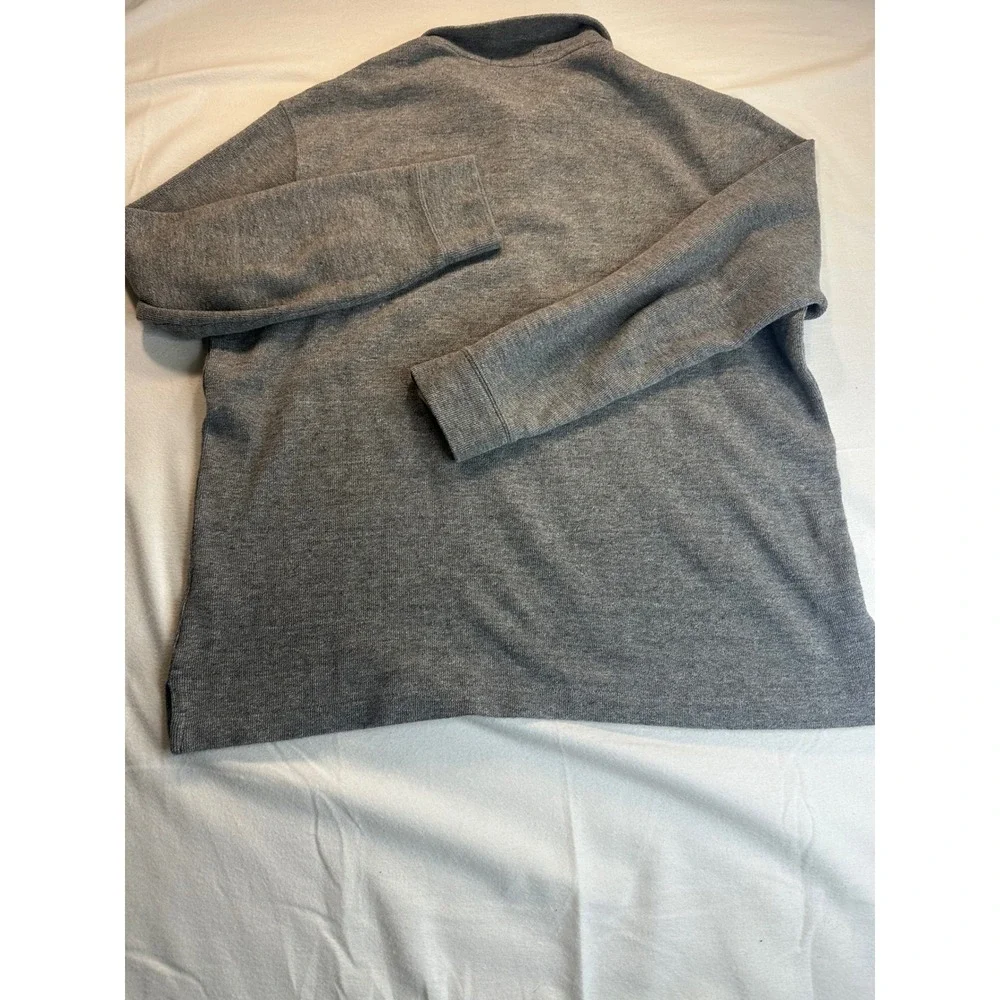 Polo Ralph Lauren Mens Quarter Zip Pullover Sweater Grey Cotton Red Pony L